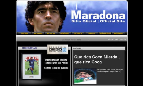 Hackean sitio web de Diego Maradona