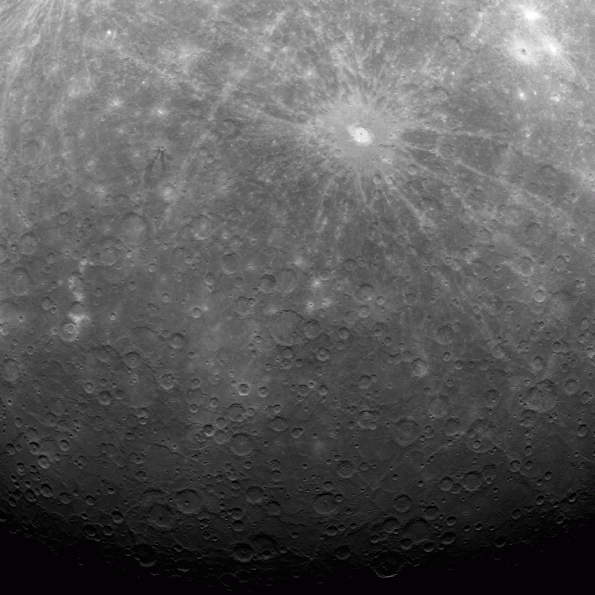 Primera imagen de Mercurio obtenida por la sonda Messenger desde su órbita